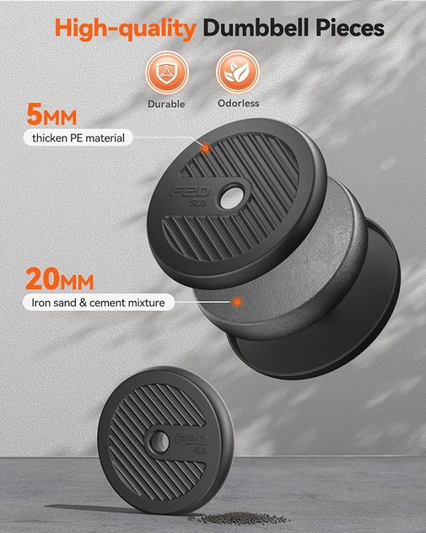 FEIERDUN Adjustable Dumbbells, 20/30/40/50/60/70/90lbs Free Weight Set with Connector, 4 in1 Dumbbells Set Used as Barbell, Kettlebells, Push up Stand, Fitness Exercises for Home Gym Suitable Men/Women - Image 3